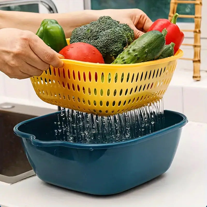Coș scurgere alimente cu două straturi