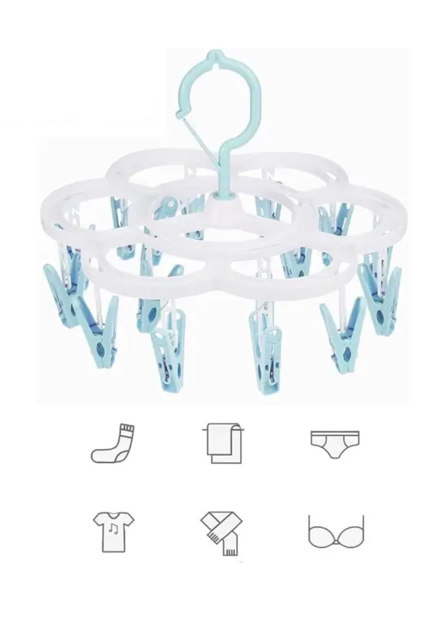 Uscător de rufe cu 16 cârlige, rotire 360 grade