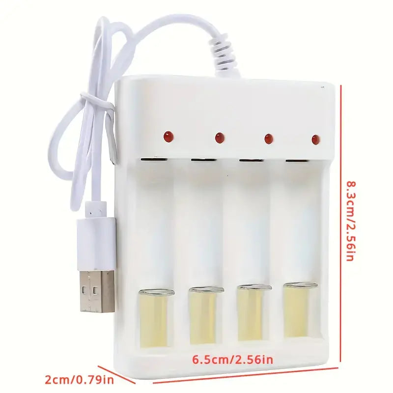 Încărcător portabil pentru baterii AAA și AA cu alimentare USB