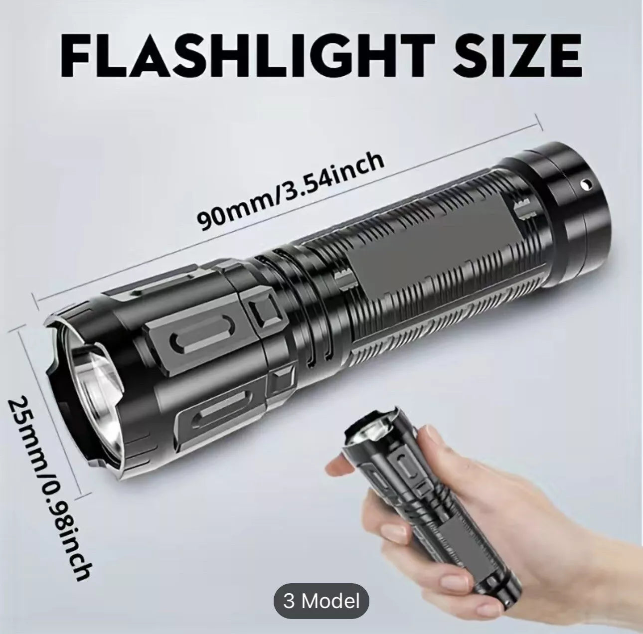 Mini lanteră LED, reîncărcabilă USB, 3 moduri iluminare