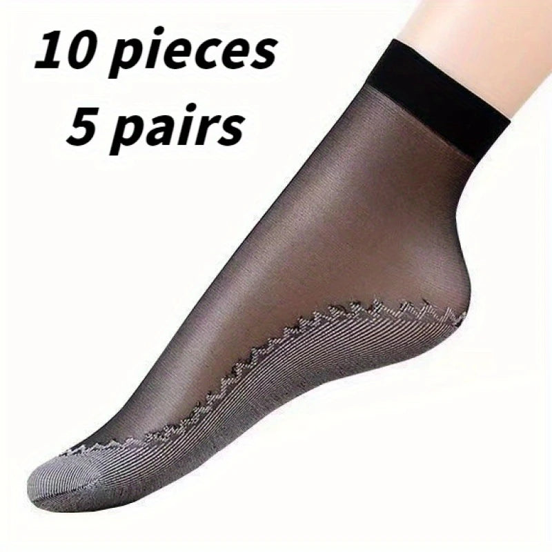 Șosete de damă din lycra, talpă întărită, 5 perechi