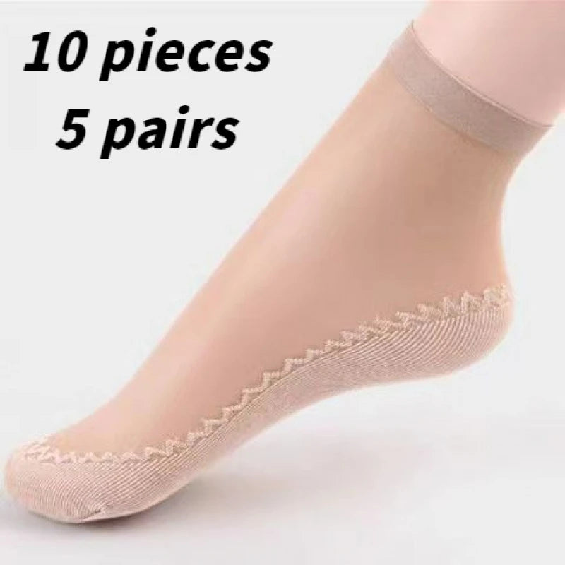 Șosete de damă din lycra, talpă întărită, 5 perechi