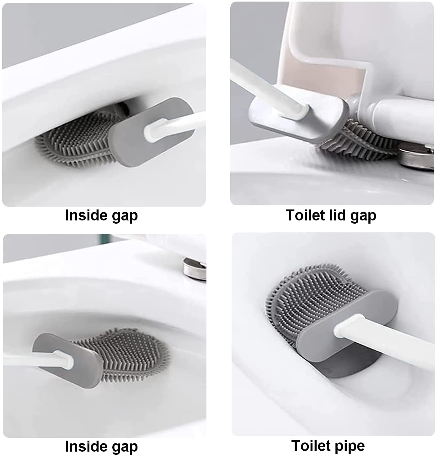 Perie WC din silicon, cap flexibil, aspect modern, autoadeziv - evonio™