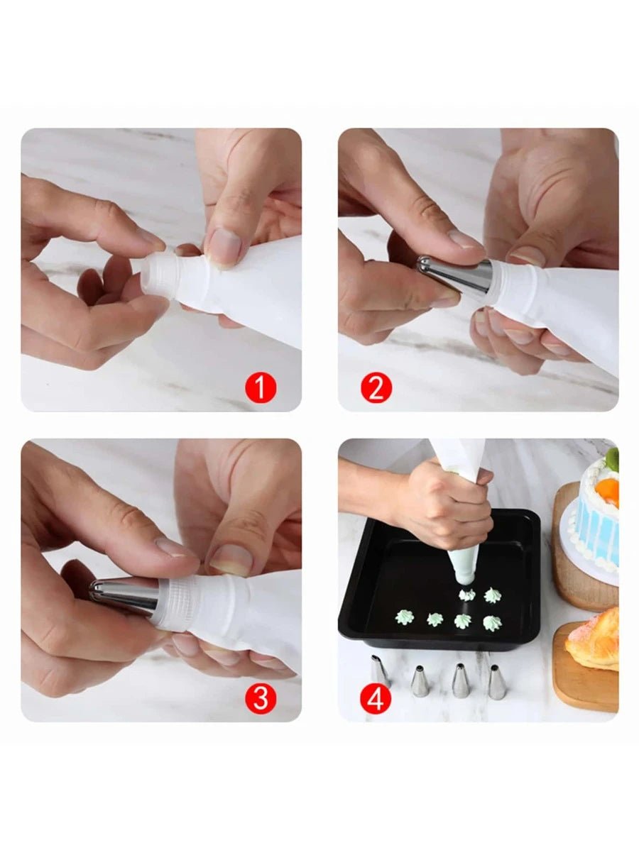 Set 14 duze și pungă de patiserie pentru ornare prăjituri - evonio™