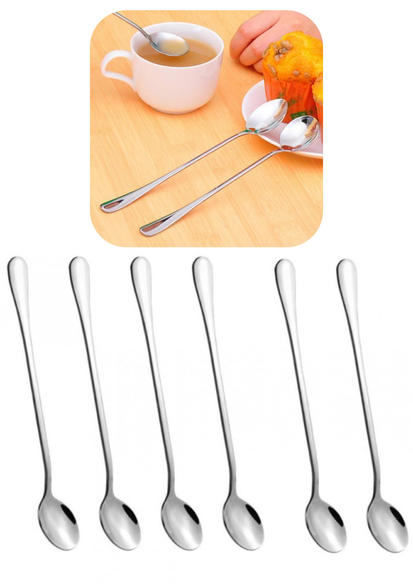 Set 6 lingurițe de desert, 19 cm