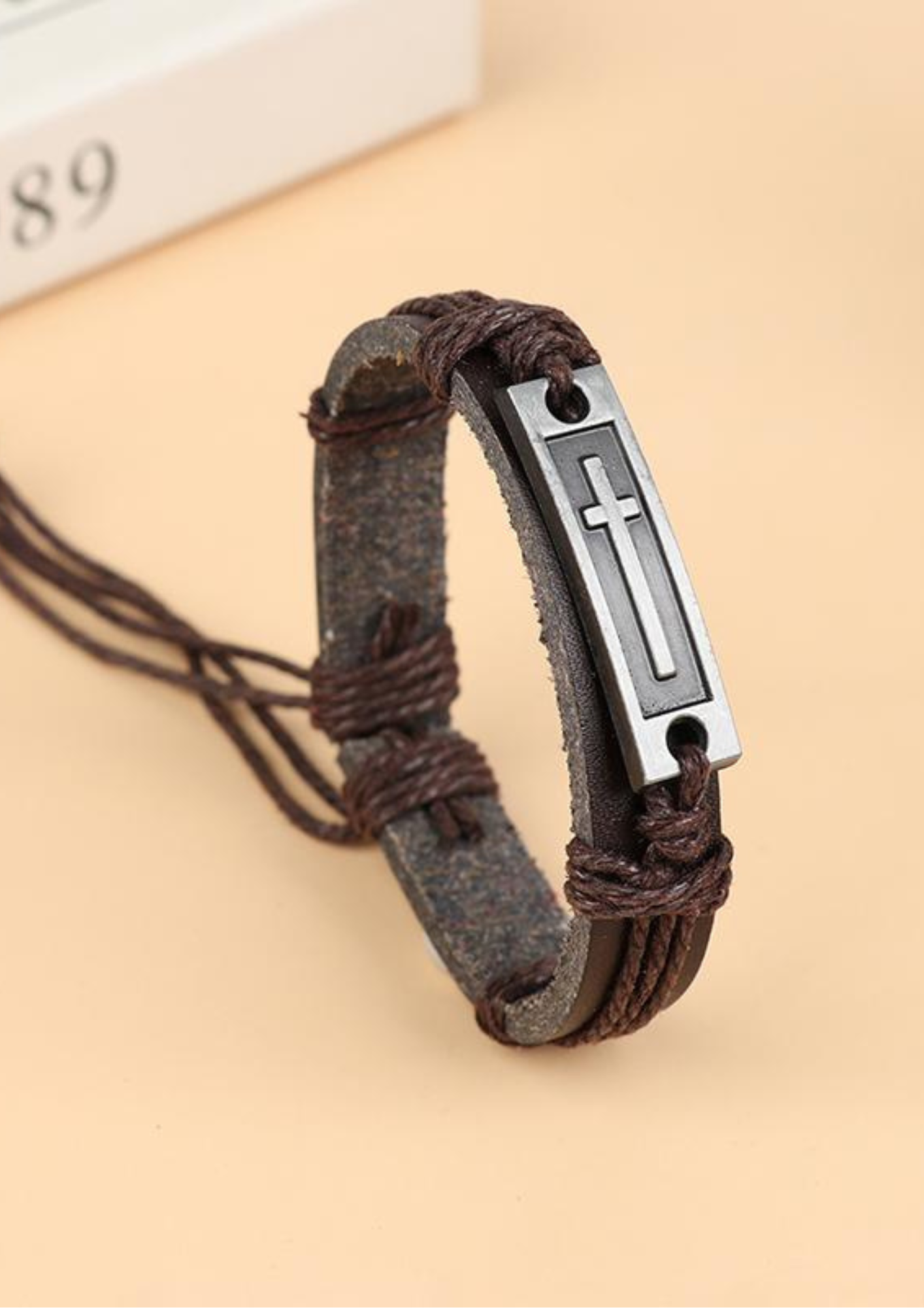 Brățară Luka, motiv cruce, piele PU, universală