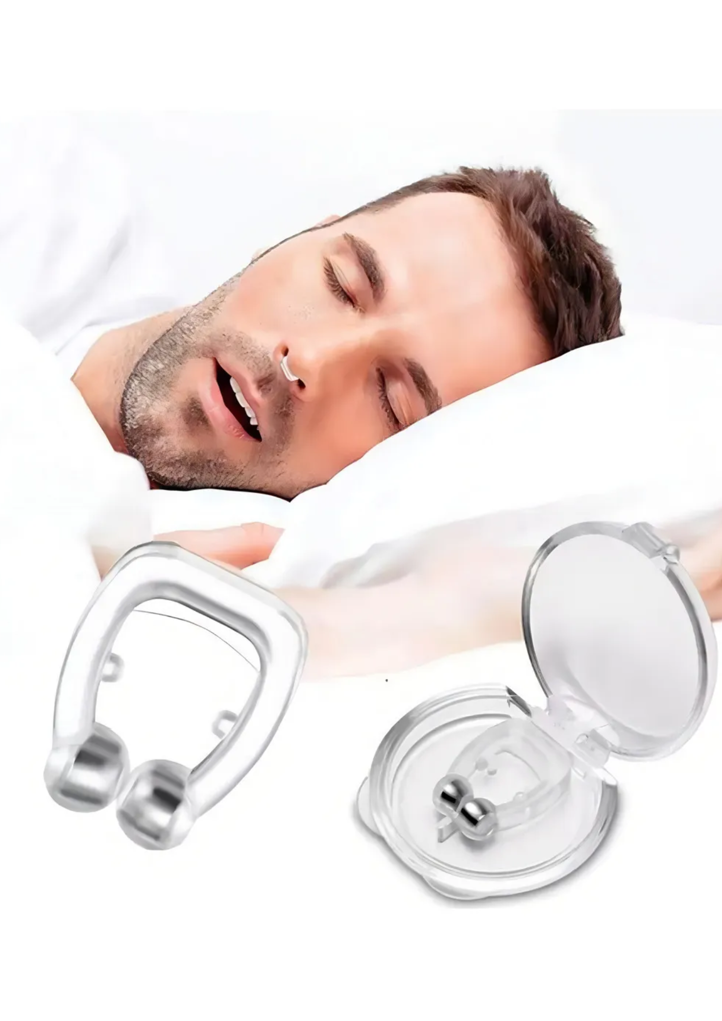 Clemă magnetică anti-sforăit pentru nas