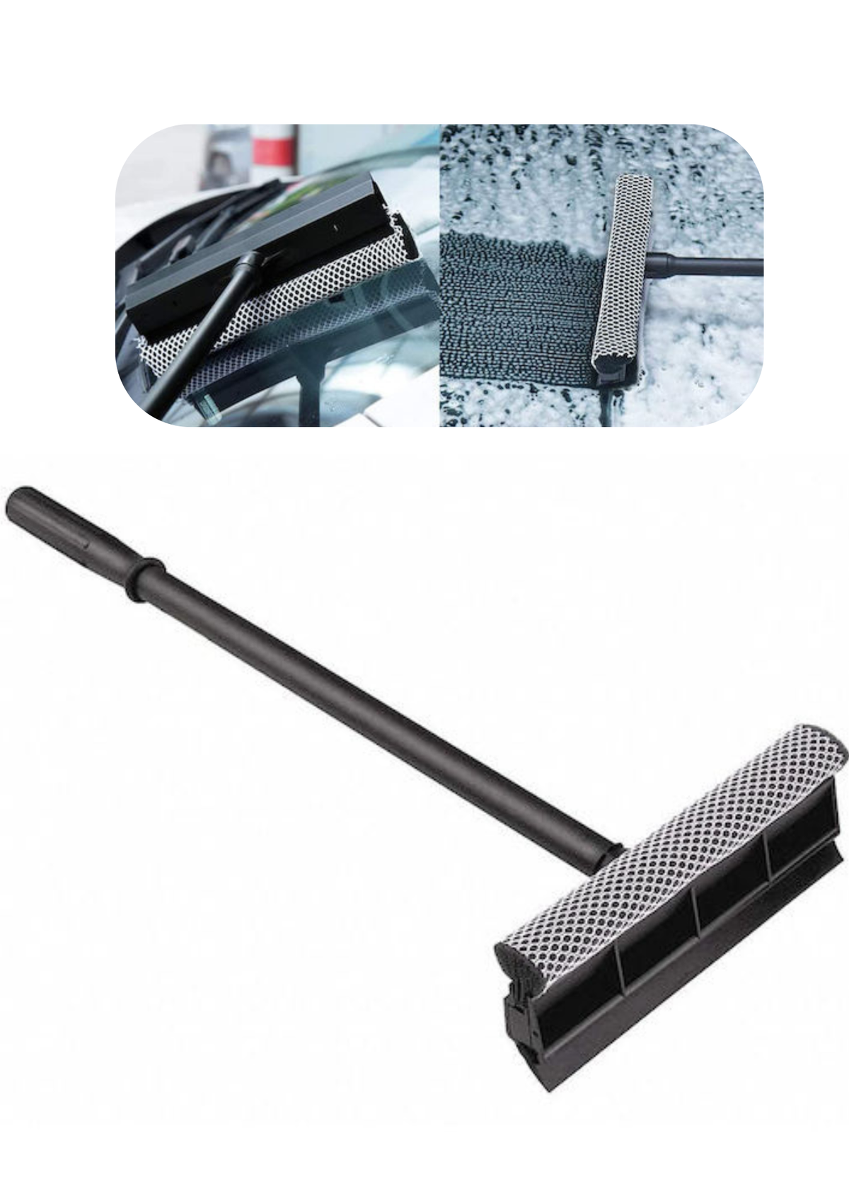 Racletă cu mâner telescopic pentru șters geamuri