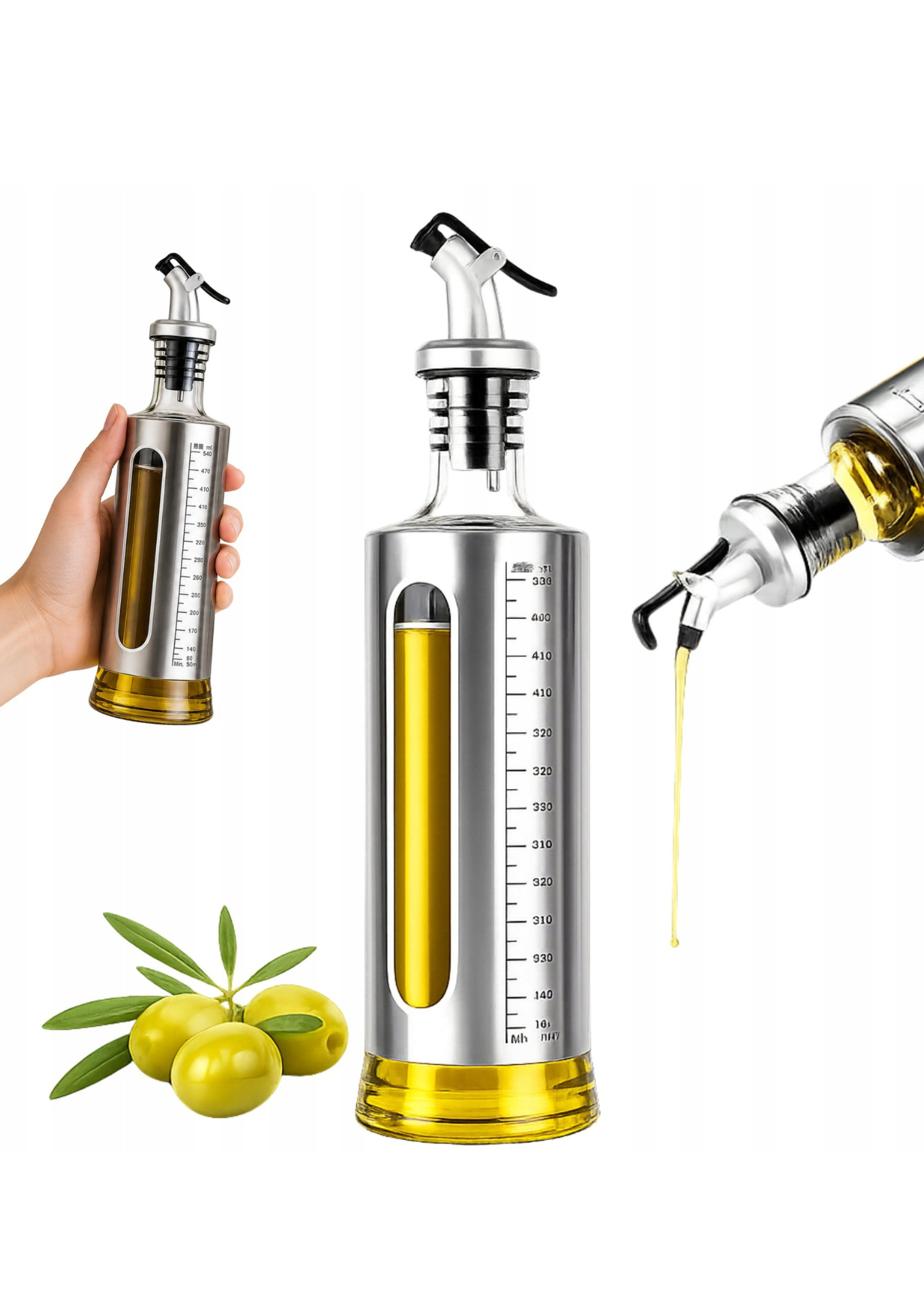 Dozator ulei de 500 ml, cu scală de măsurare și gură de turnare