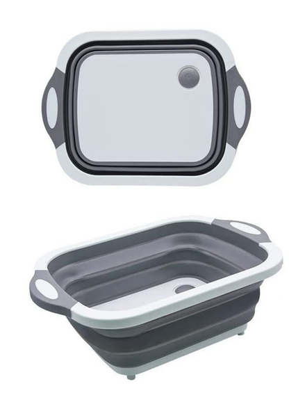 Coș pliabil din silicon 2 în 1, scurgător și tocător, 40 cm