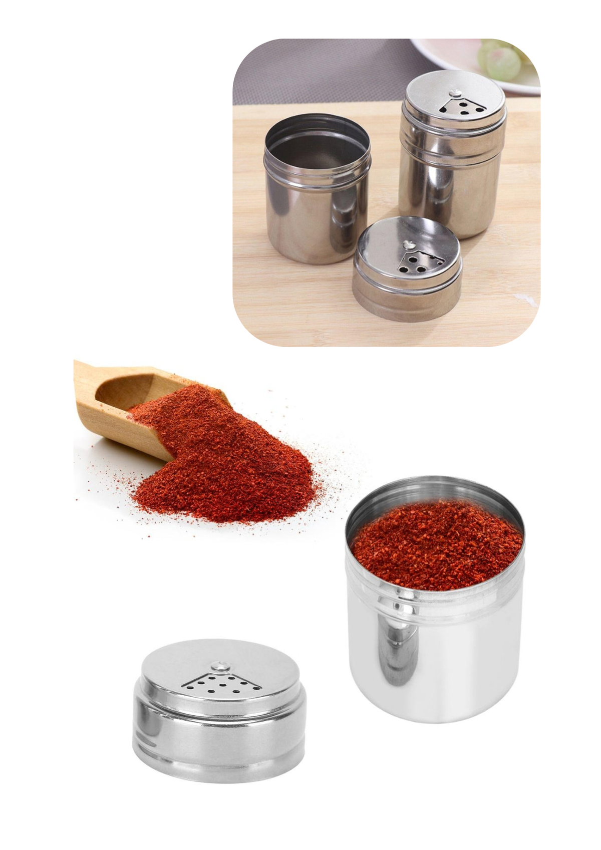 Set 2 solnițe de condimente din inox