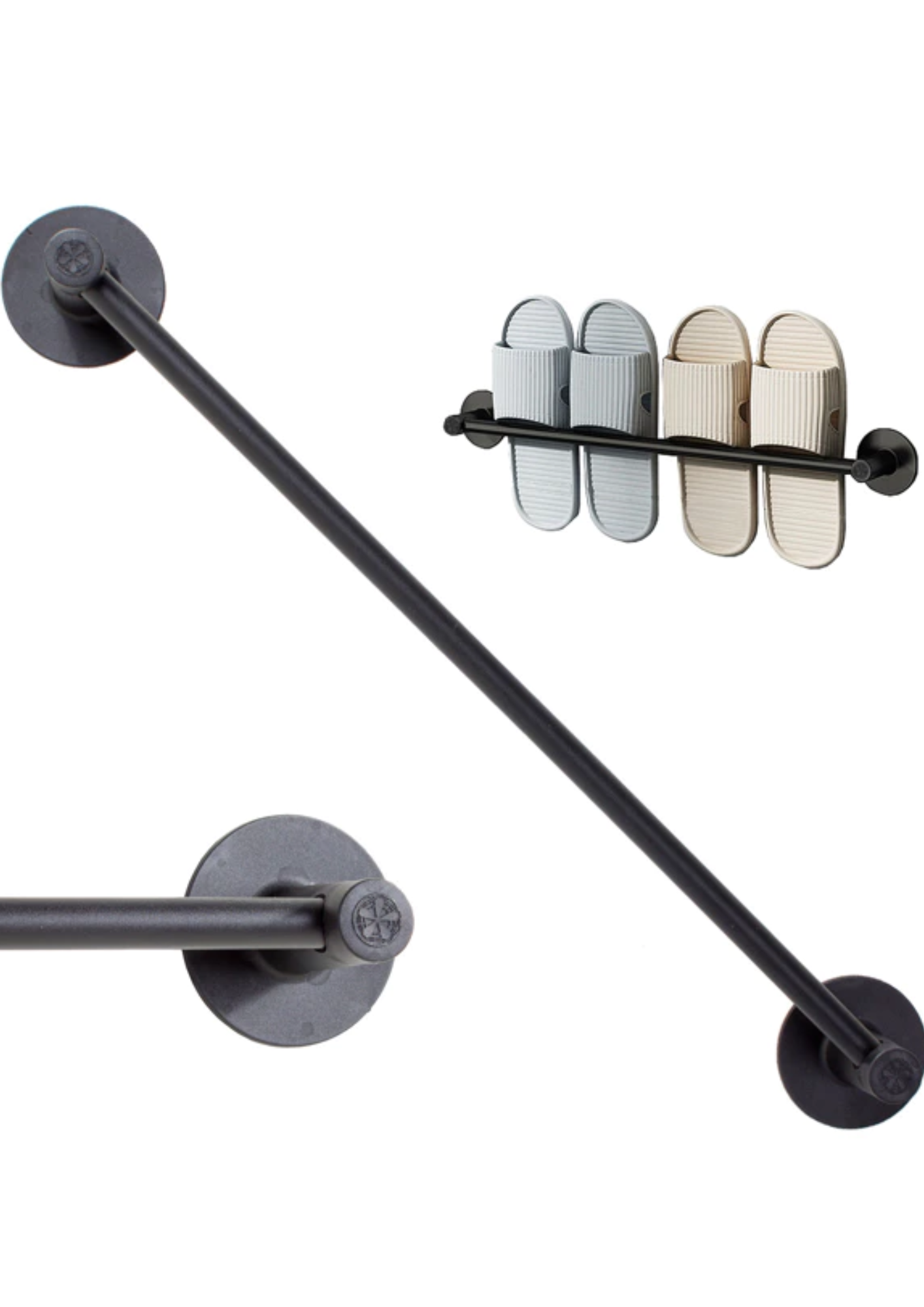 Suport montat pe perete pentru papuci și prosoape