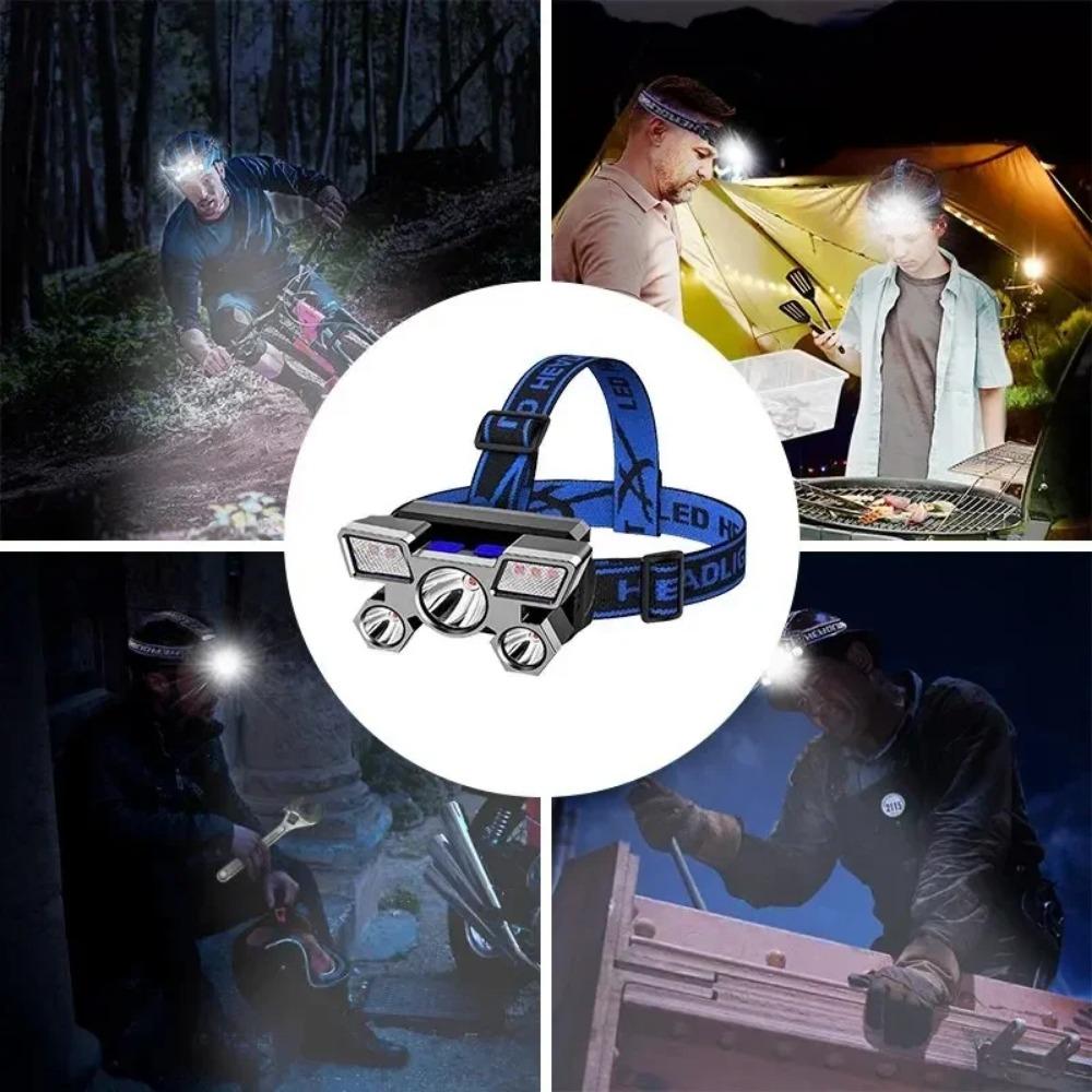Lanternă frontală LED, 4 moduri de iluminare, încărcare prin USB