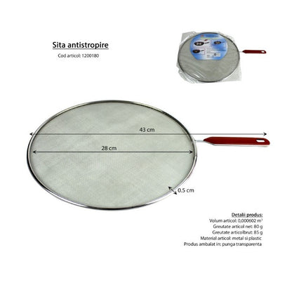 Sită plată de bucătărie din inox cu plasă fină