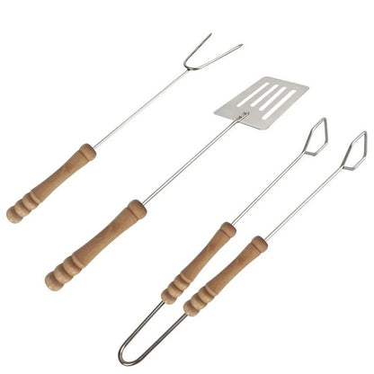 Set 3 ustensile pentru grătar cu mâner din lemn, 35 cm
