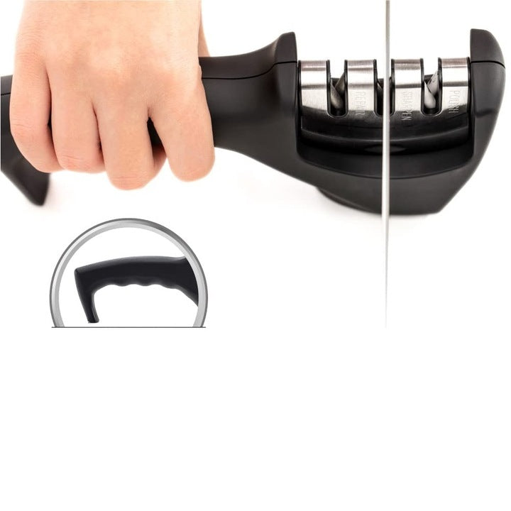 Ascuțitor de cuțite trifazat 3 în 1