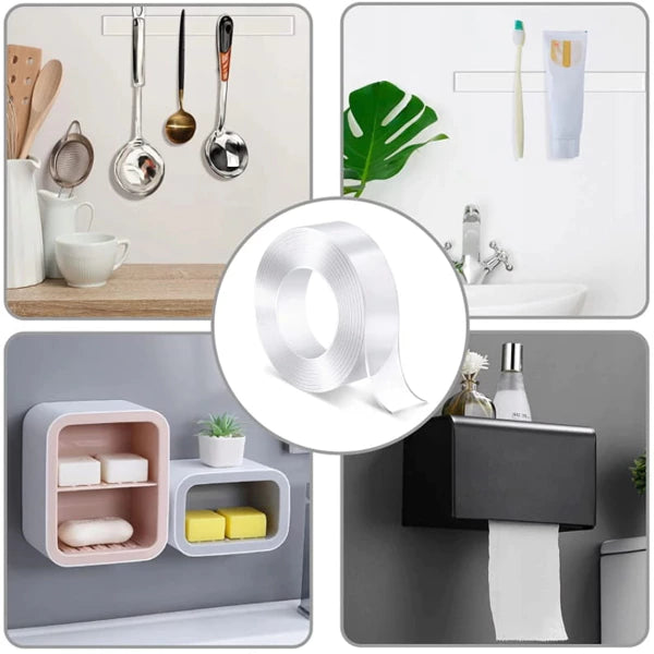 Bandă transparentă dublu adezivă, ultra rezistentă