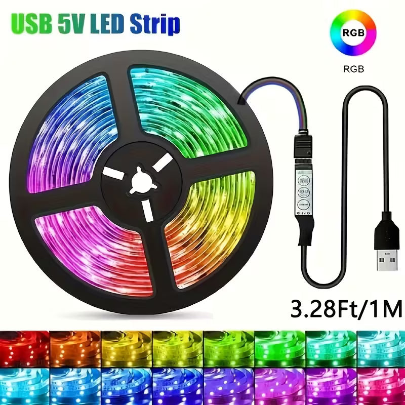Bandă LED flexibilă, ajustabilă în 16 culori, cu USB