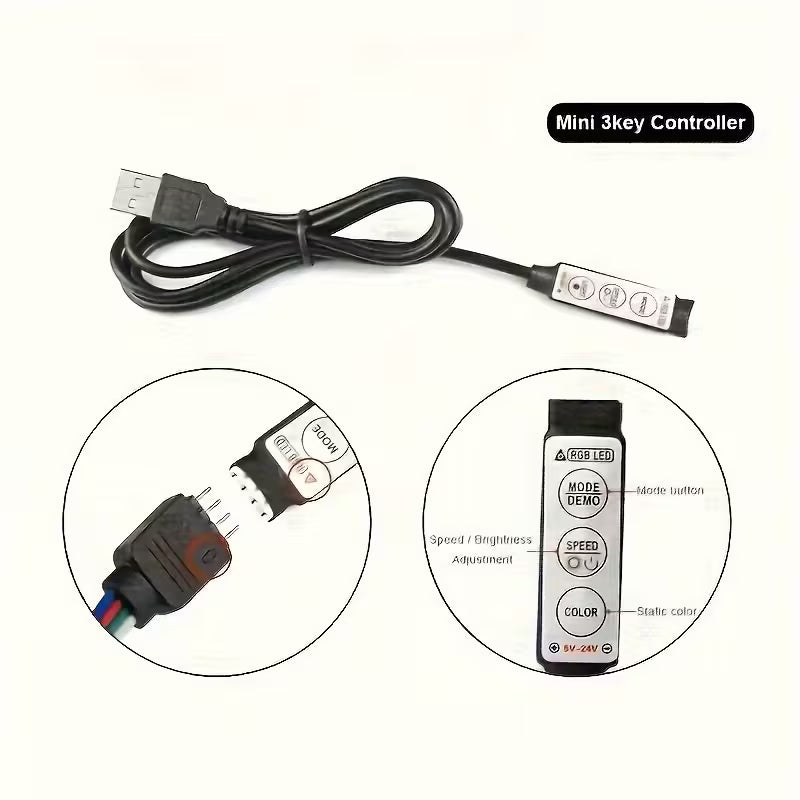 Bandă LED flexibilă, ajustabilă în 16 culori, cu USB