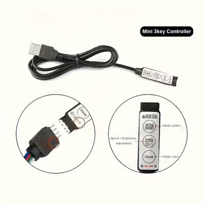 Bandă LED flexibilă, ajustabilă în 16 culori, cu USB
