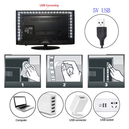 Bandă led flexibilă cu conectare USB pe baterii
