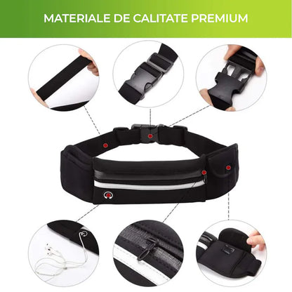 Borsetă de alergare, compartimente pentru sticle sau telefon