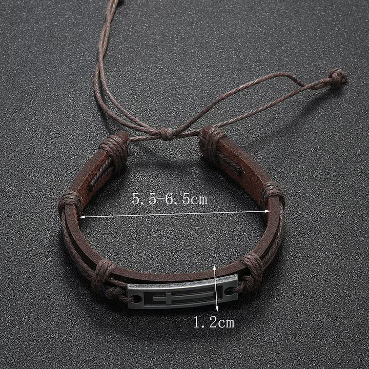 Brățară Luka, motiv cruce, piele PU, universală