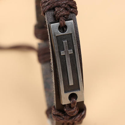 Brățară Luka, motiv cruce, piele PU, universală