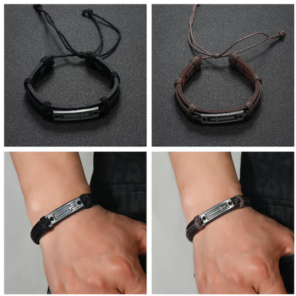 Brățară Luka, motiv cruce, piele PU, universală