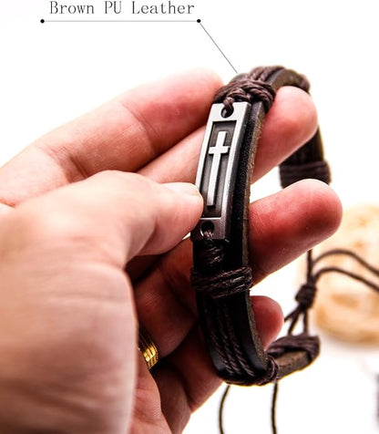 Brățară Luka, motiv cruce, piele PU, universală