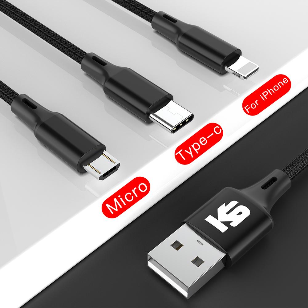 Cablu de încărcare USB 3 în 1, Micro usb, Type C