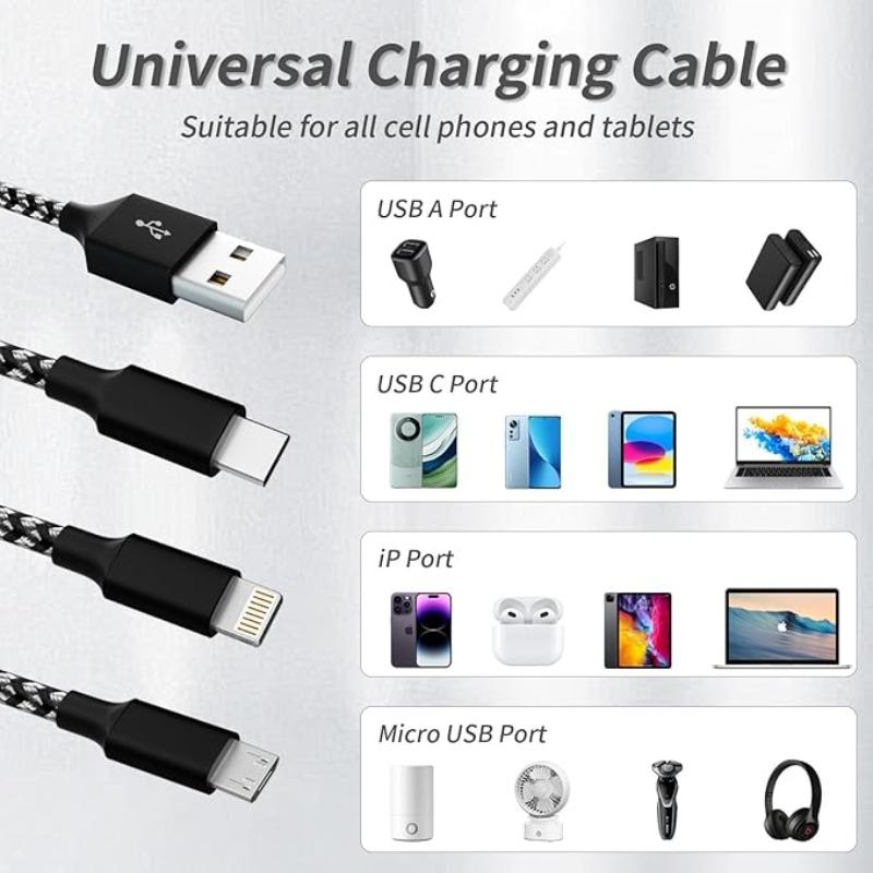 Cablu de încărcare USB 3 în 1, Micro usb, Type C