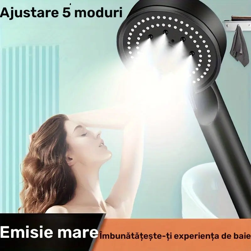 Zuhanyfej, 5 állítható üzemmód és magas nyomás