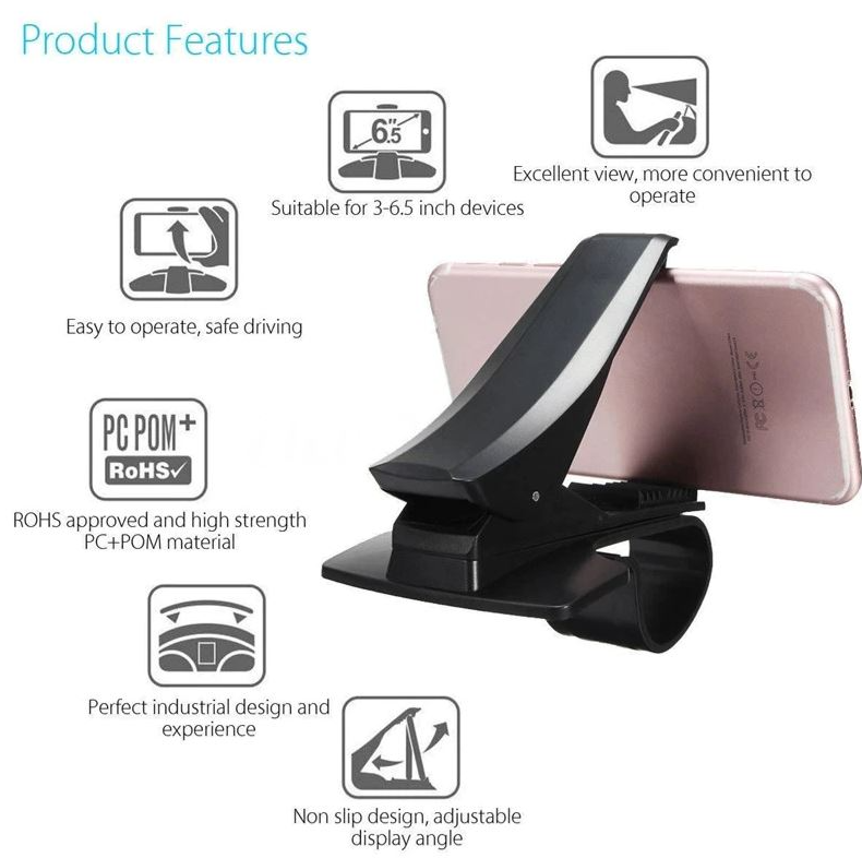 Suport auto telefon cu clip prindere pe bord