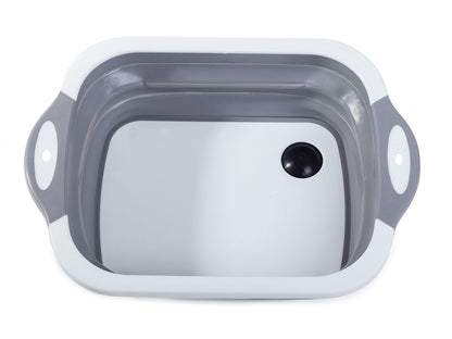 Coș pliabil din silicon 2 în 1, scurgător și tocător, 40 cm