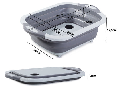 Coș pliabil din silicon 2 în 1, scurgător și tocător, 40 cm