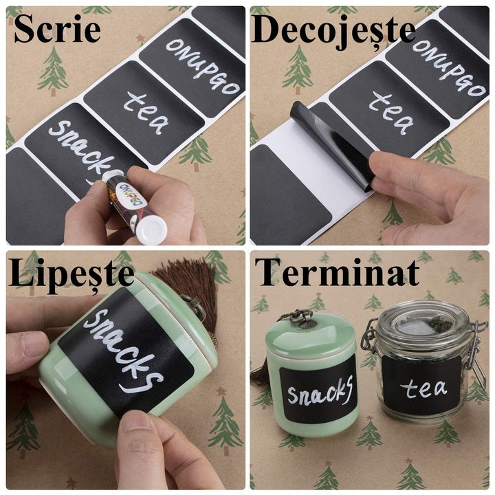 Etichete autoadezive pentru borcane cu marker inclus