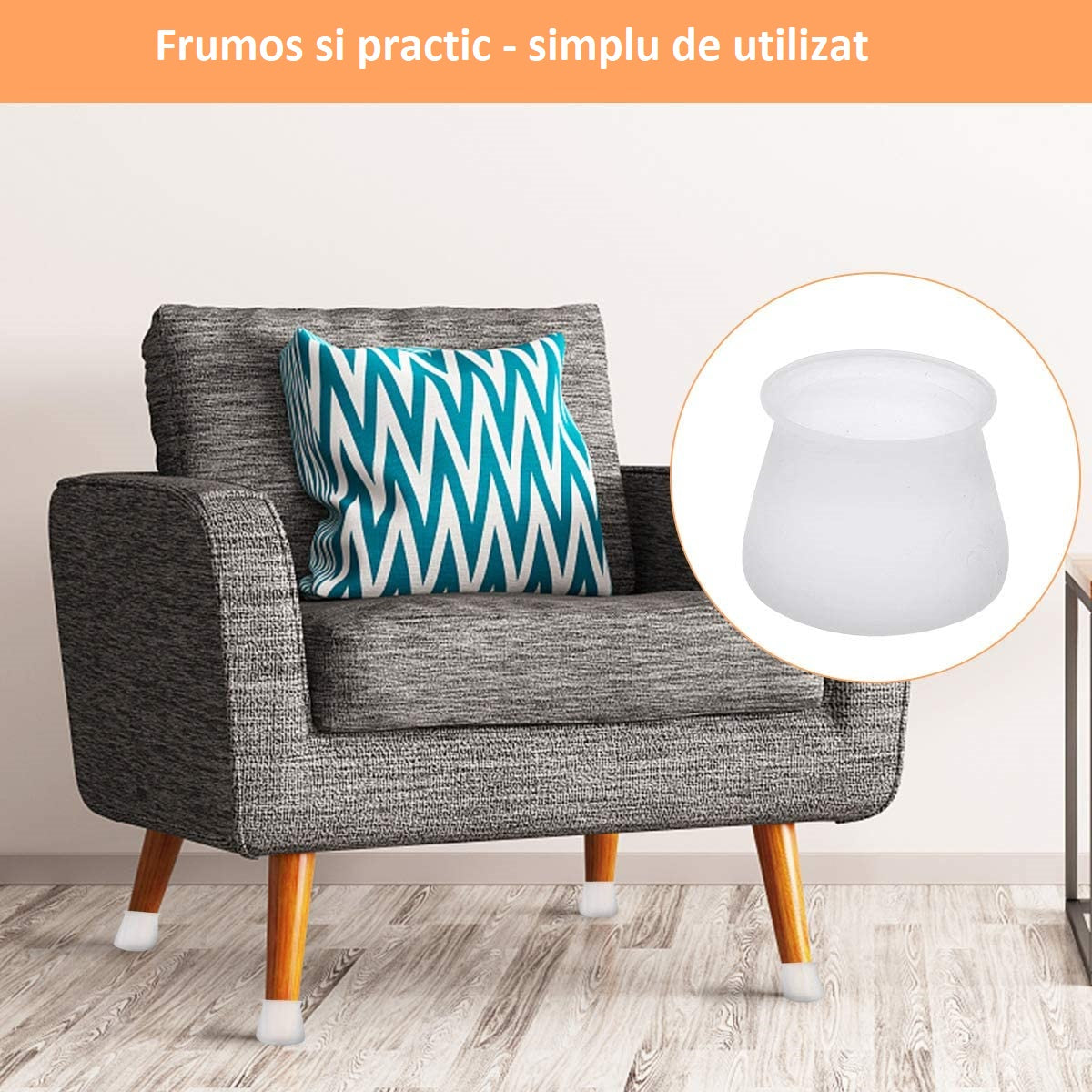 Set 8 huse antialunecare pentru picioare scaune