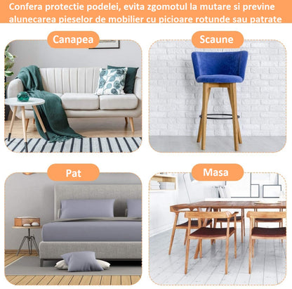 Set 8 huse antialunecare pentru picioare scaune