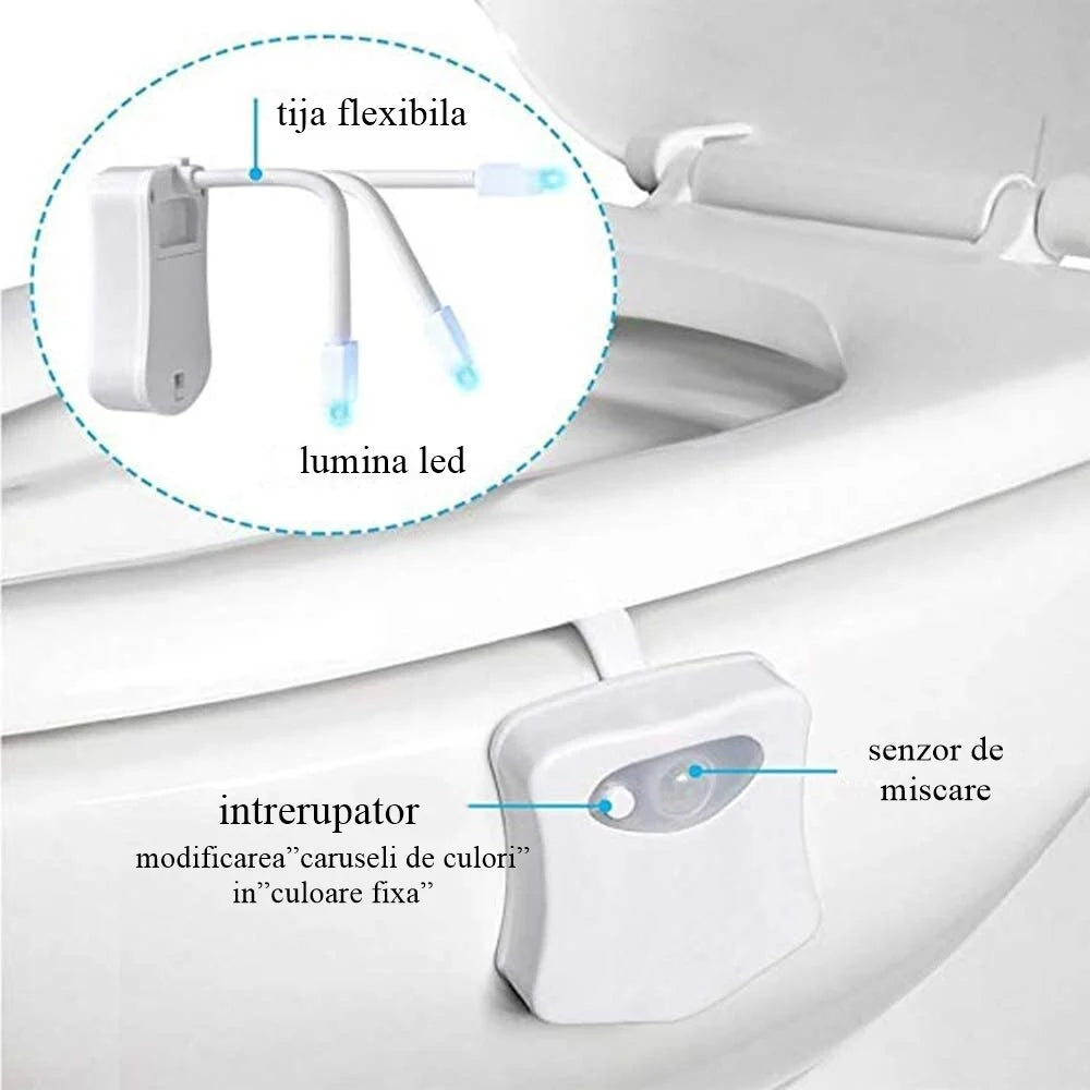 Lampa WC cu senzor de mișcare și LED colorat