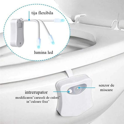 Lampa WC cu senzor de mișcare și LED colorat