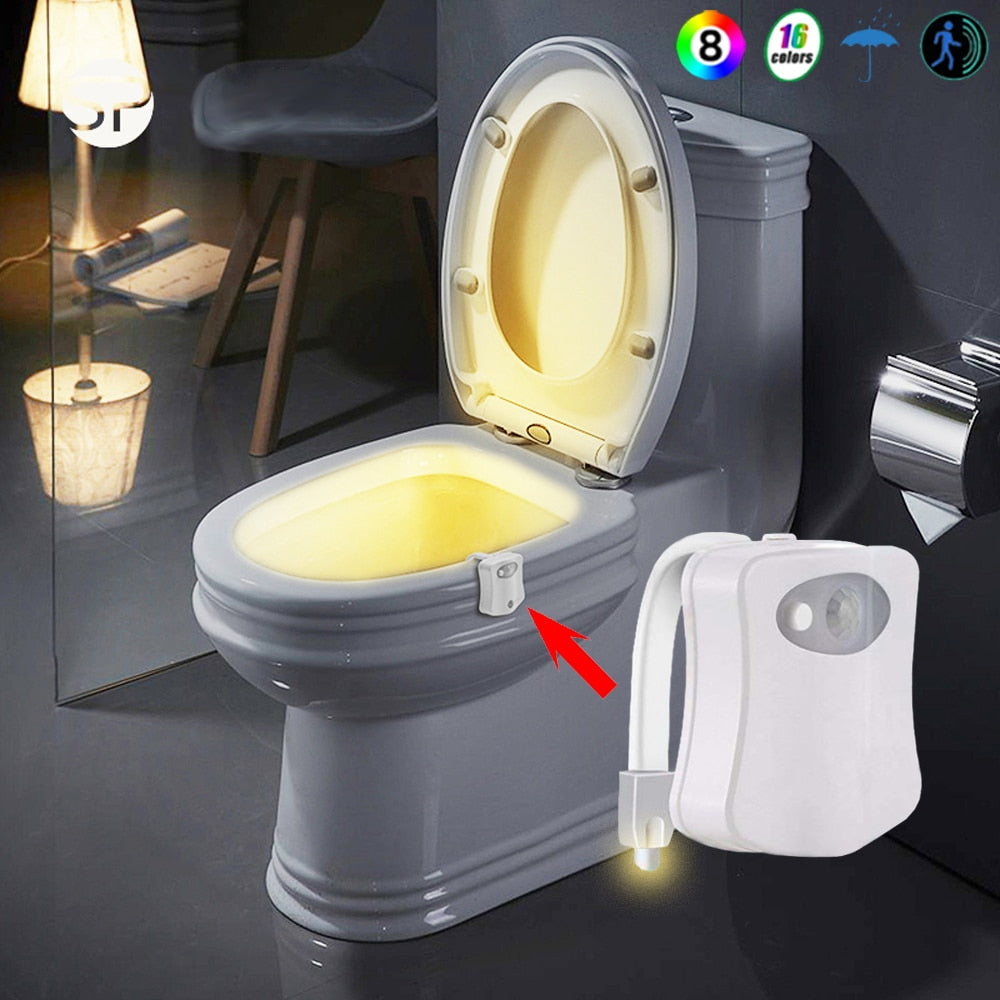 Lampa WC cu senzor de mișcare și LED colorat