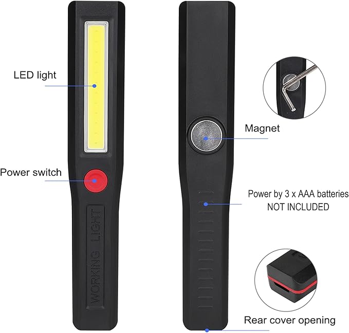 Lanternă atelier, COB, 1W, magnetică, alimentare cu baterii