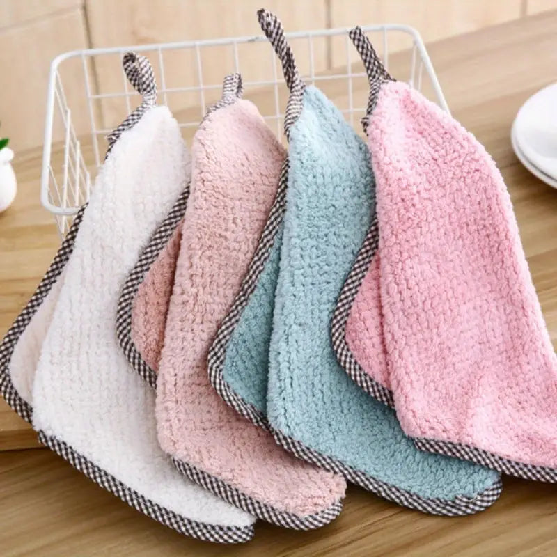 Set 5 lavete de curățat din microfibră cu agățare