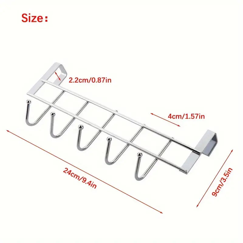 Organizator de ușă din oțel inoxidabil cu 5 cârlige