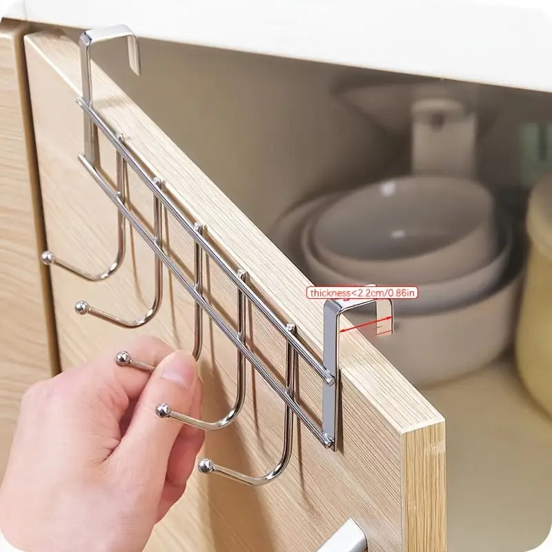 Organizator de ușă din oțel inoxidabil cu 5 cârlige