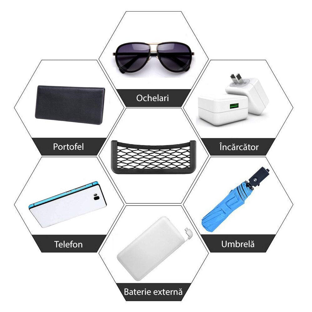 Organizator auto plasă, buzunar depozitare