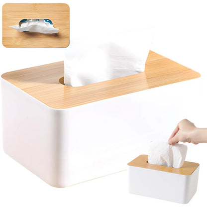 Organizator cutie pentru șervețele din bambus