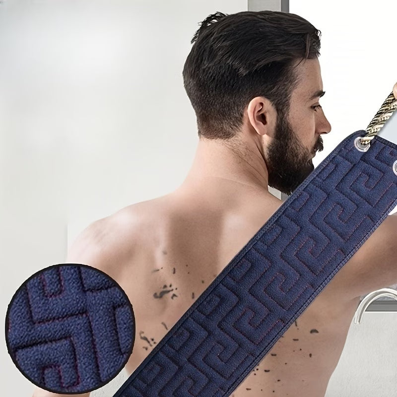 Burete de baie exfoliant cu mânere, 85 cm, textură dublă