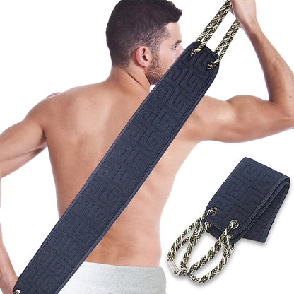 Burete de baie exfoliant cu mânere, 85 cm, textură dublă